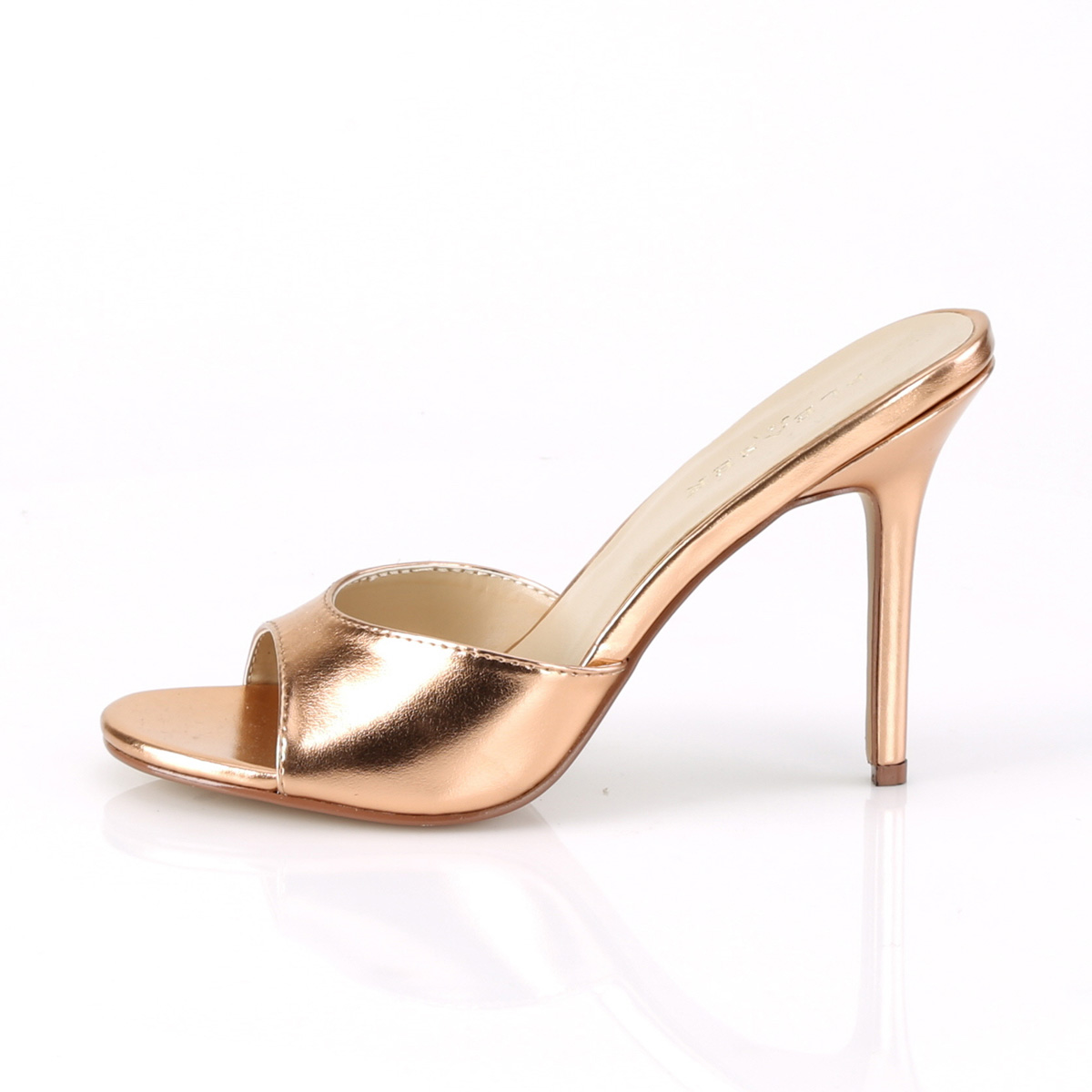 Pleaser Classique-01 ROGLDMPU - Gold High-Heel Single Sole Slides