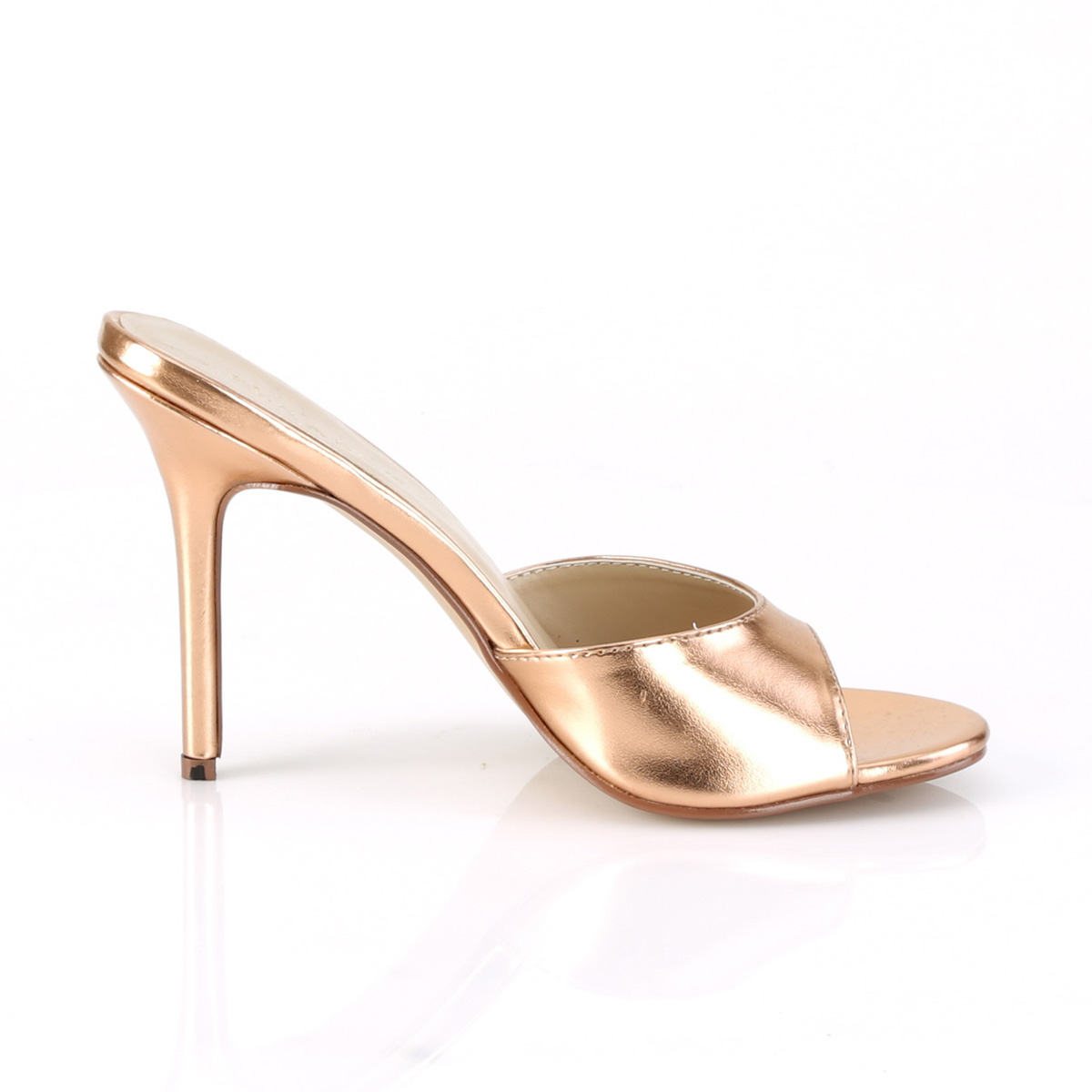 Pleaser Classique-01 ROGLDMPU - Gold High-Heel Single Sole Slides