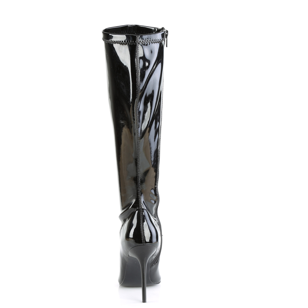 Pleaser Classique-2000 B - Shiny Black High-Heel Knee High Single Sole Boots