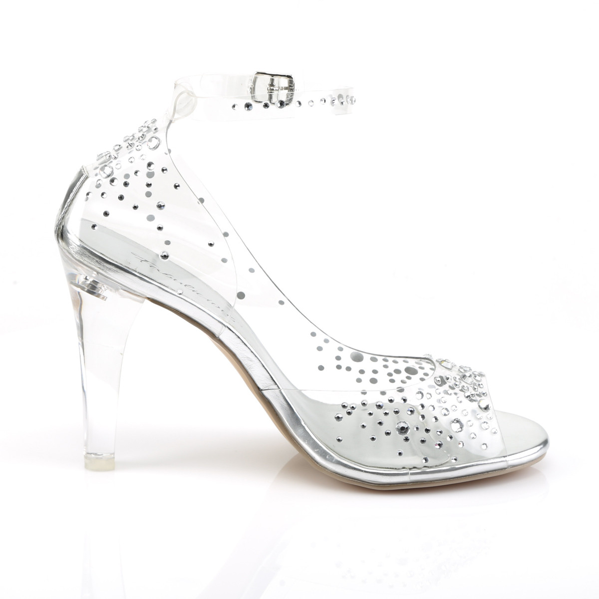 Fabulicious Clearly-430RS C - Clear High-Heel Single Sole Pumps With Straps