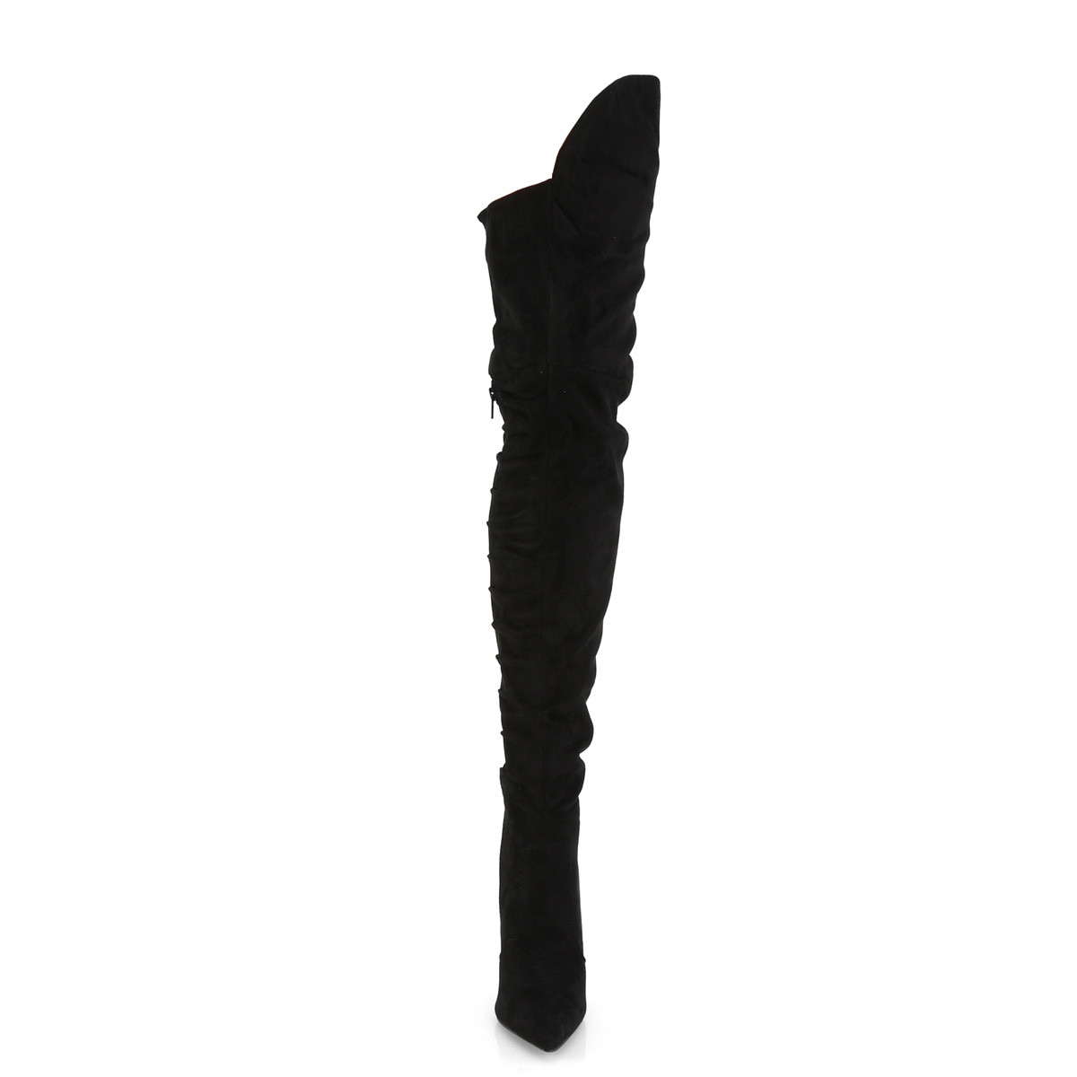 Pleaser Courtly-3017 BFSUE - Black High-Heel Single Sole Thigh High Boots