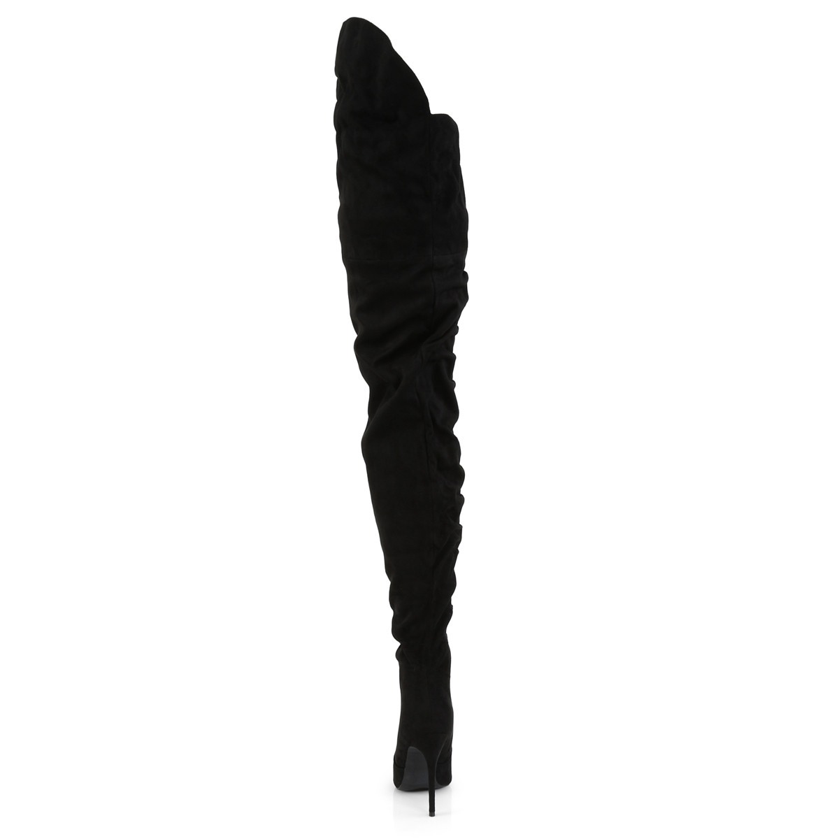 Pleaser Courtly-4017 BFSUE - Black High-Heel Single Sole Thigh High Boots