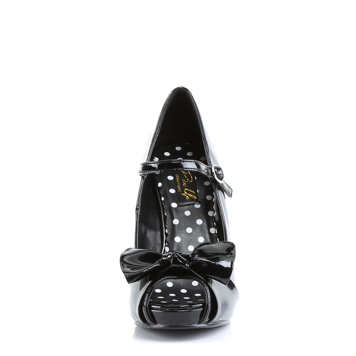 Pin Up Couture Cutiepie-08 BPT - Shiny Black Pumps With Straps