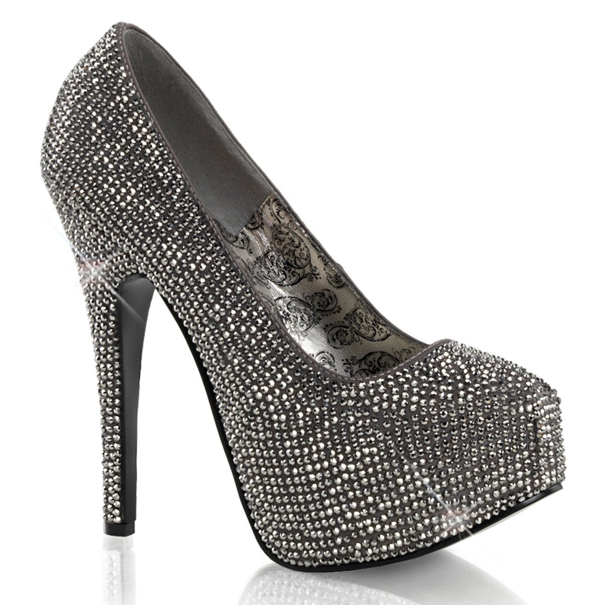 Bordello Teeze-06R GYSA-PWRS - Grey Platform High-Heel Heels
