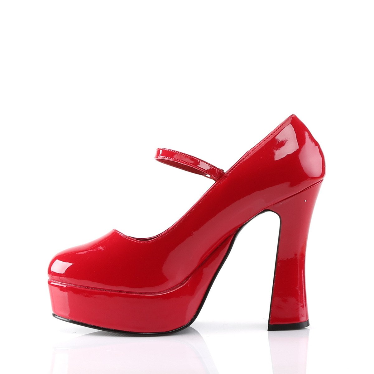 Demonia Dolly-50 R - Shiny Red Platform High-Heel Pumps With Straps