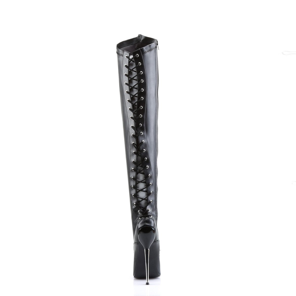 Devious Dagger-3060 B/PU - Black High-Heel Single Sole Thigh High Boots
