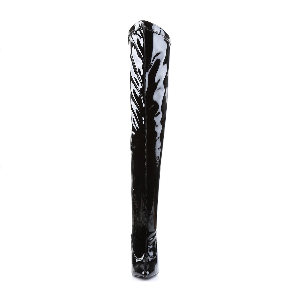Devious Dagger-3060 B - Shiny Black High-Heel Single Sole Thigh High Boots
