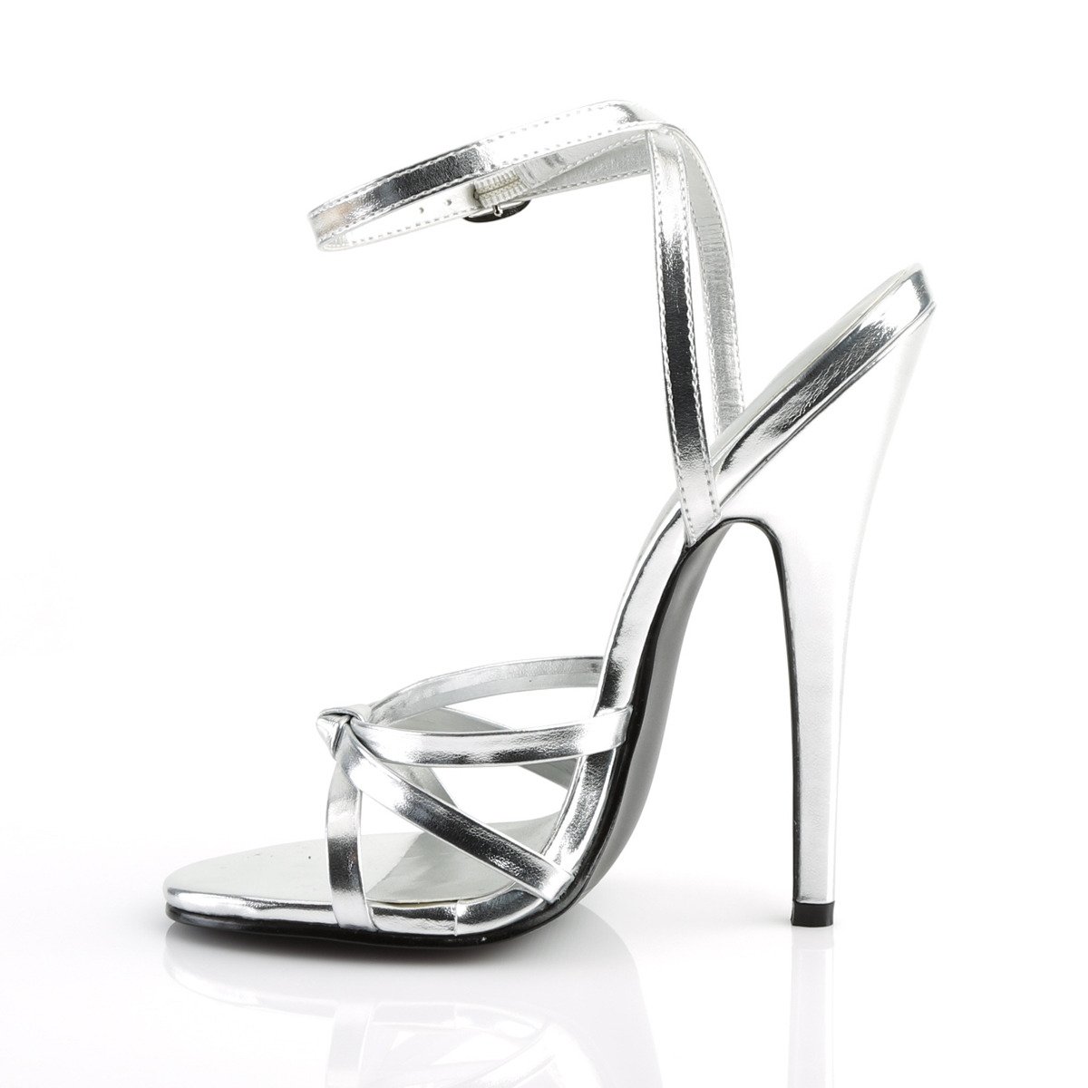 Devious Domina-108 SMPU - Silver High-Heel Single Sole Sandals