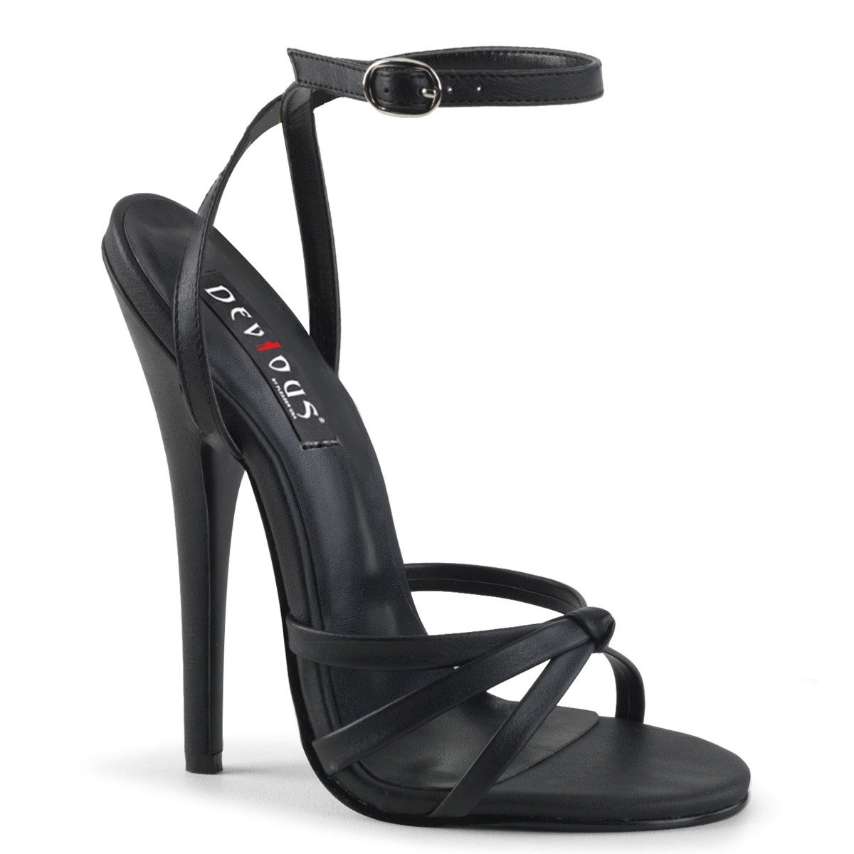 Devious Domina-108 BPU - Black High-Heel Single Sole Sandals