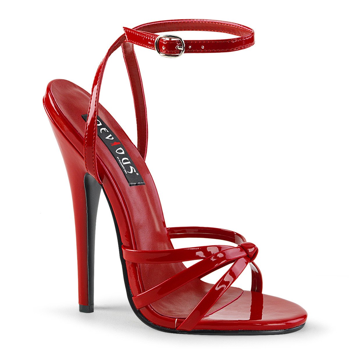 Devious Domina-108 R - Shiny Red High-Heel Single Sole Sandals