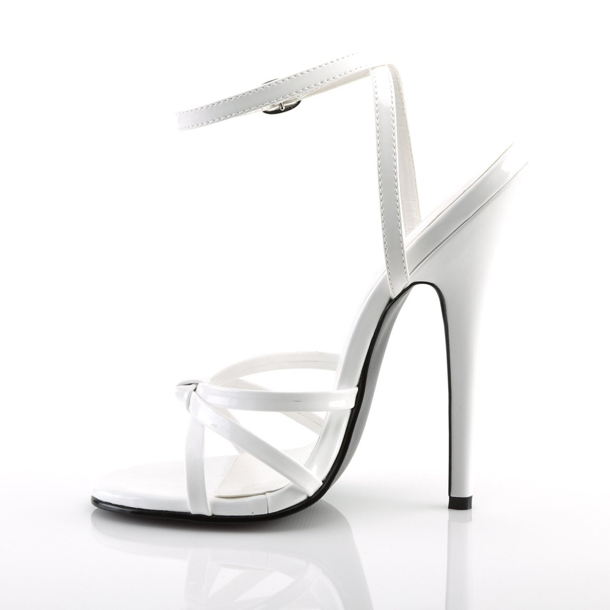 Devious Domina-108 W - Shiny White High-Heel Single Sole Sandals