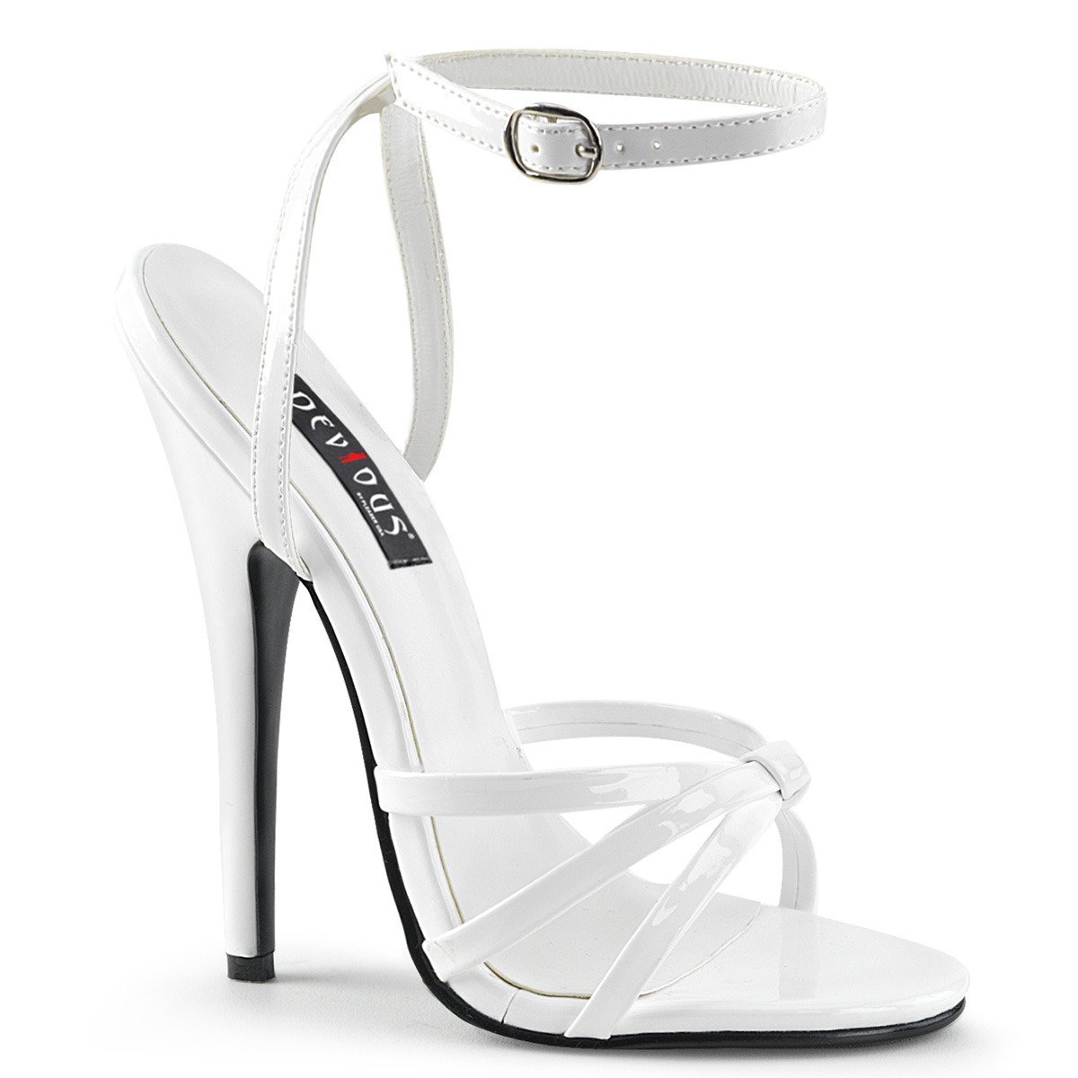 Devious Domina-108 W - Shiny White High-Heel Single Sole Sandals