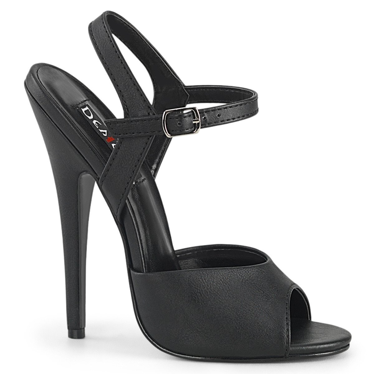 Devious Domina-109 BPU - Black High-Heel Single Sole Sandals