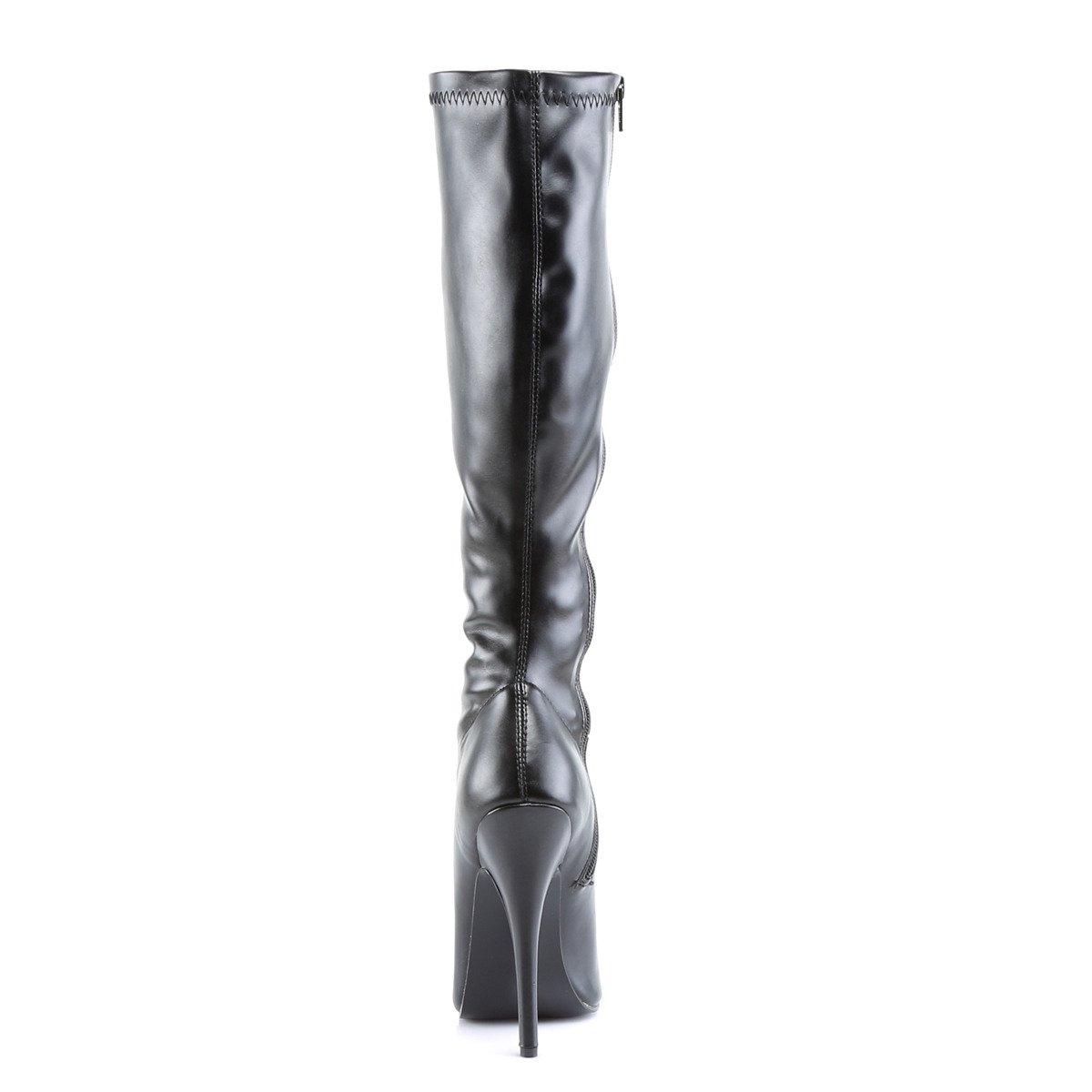 Devious Domina-2000 B/PU - Black High-Heel Knee High Single Sole Boots