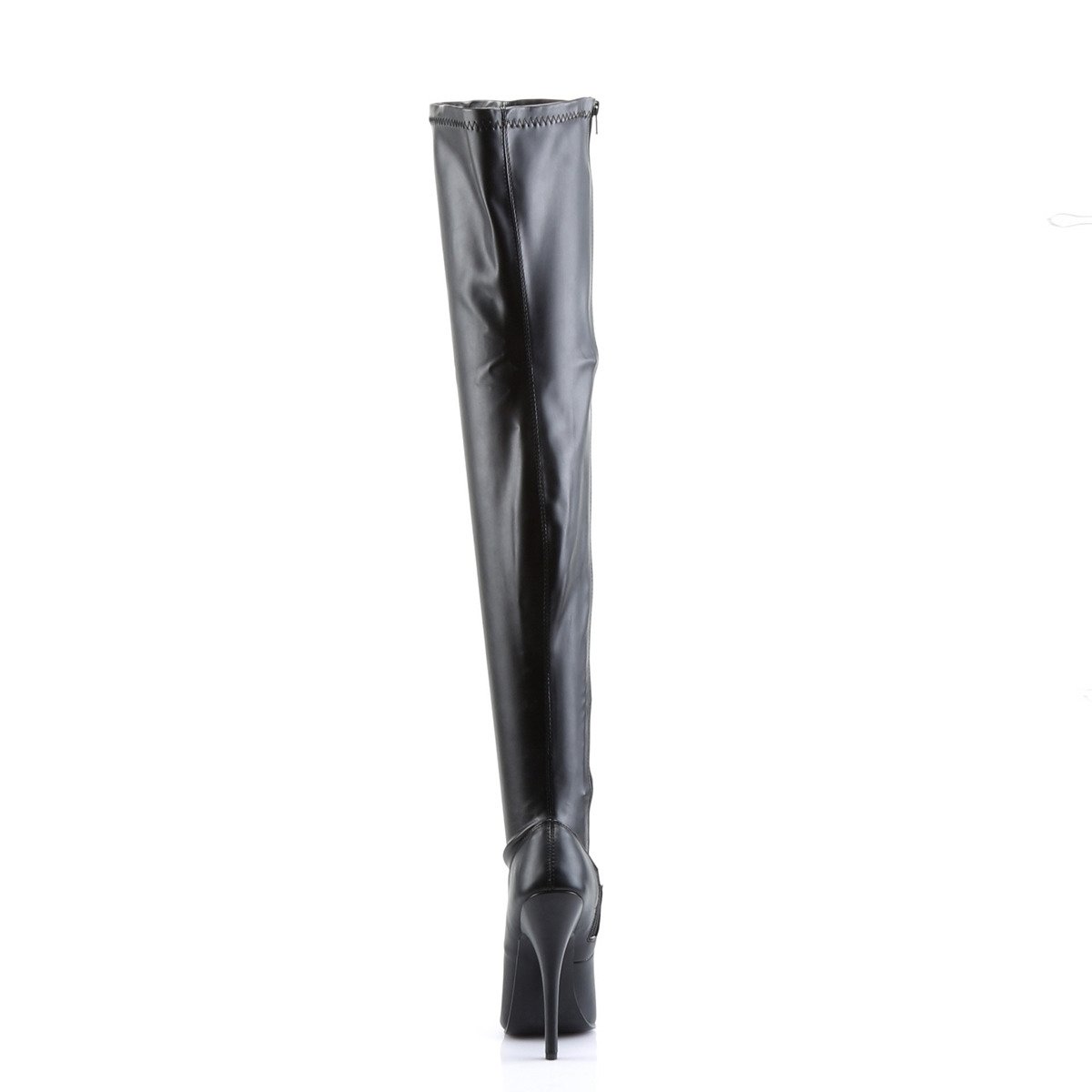 Devious Domina-3000 B/PU - Black High-Heel Single Sole Thigh High Boots