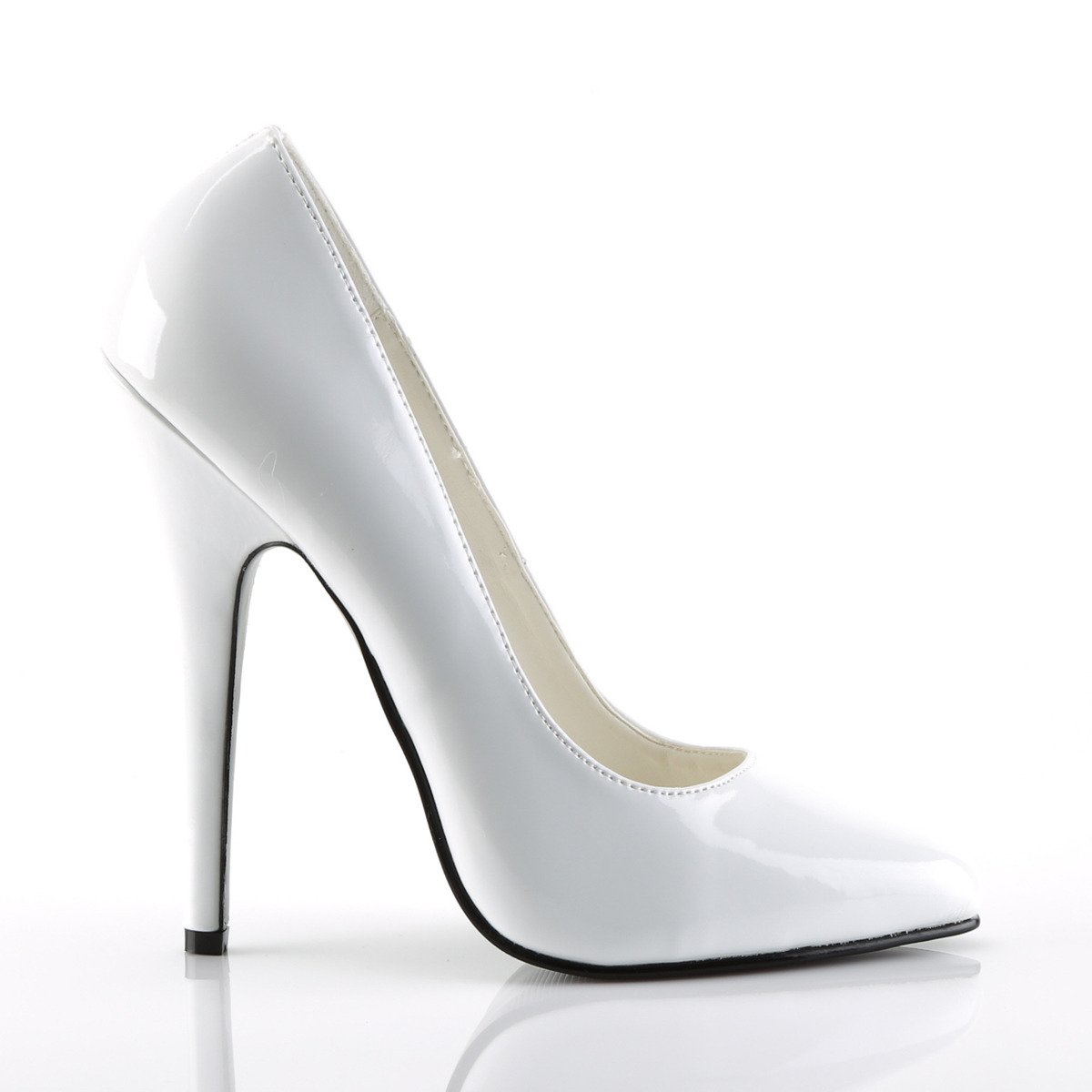 Devious Domina-420 W - Shiny White High-Heel Stilettos