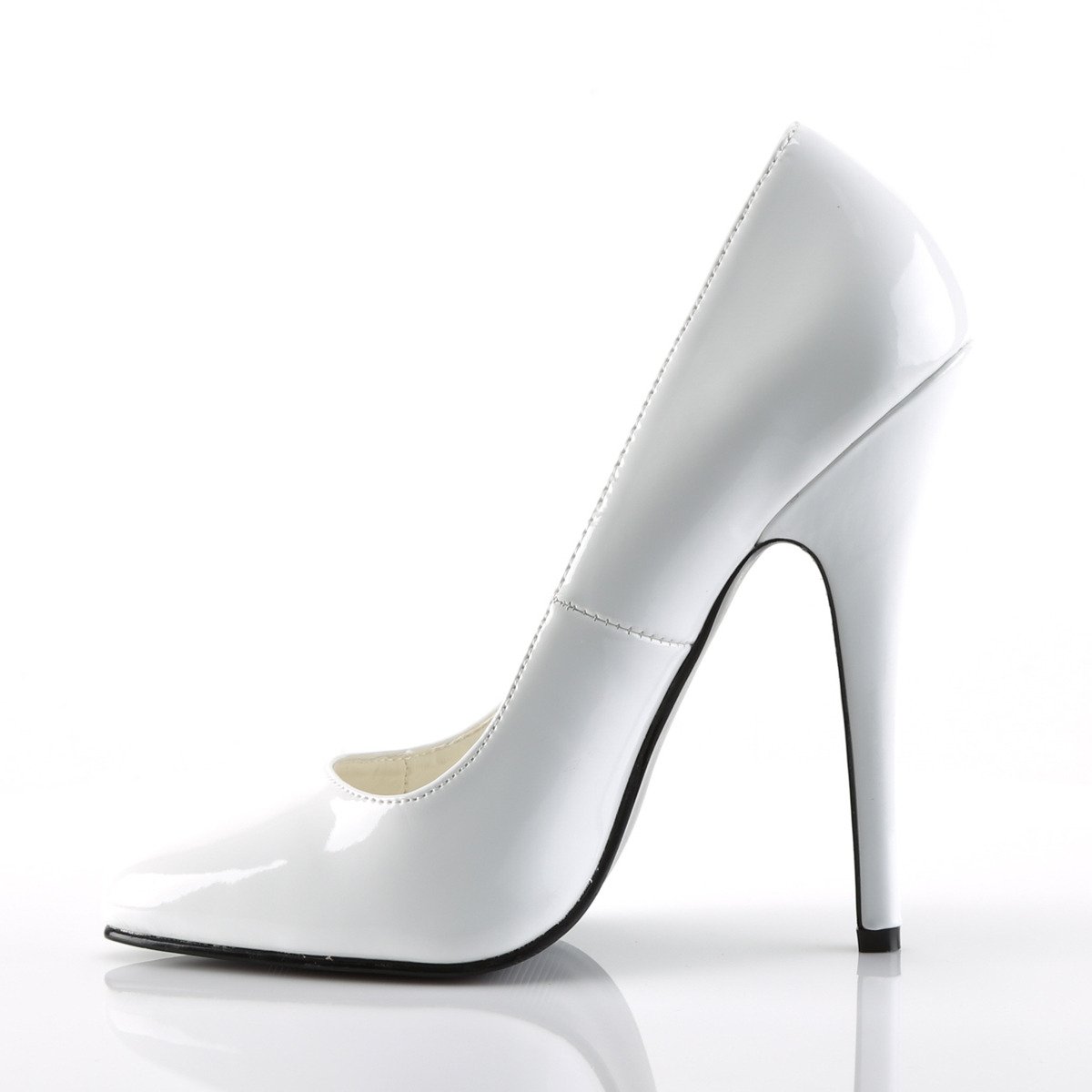 Devious Domina-420 W - Shiny White High-Heel Stilettos