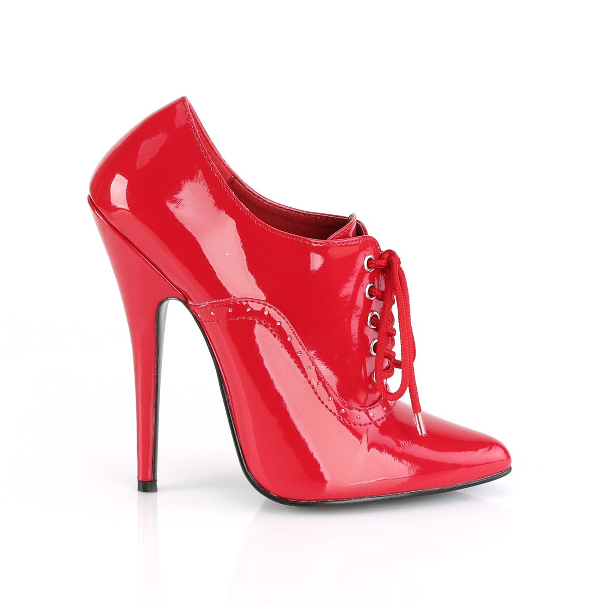 Devious Domina-460 R - Shiny Red High-Heel Single Sole Ankle Booties