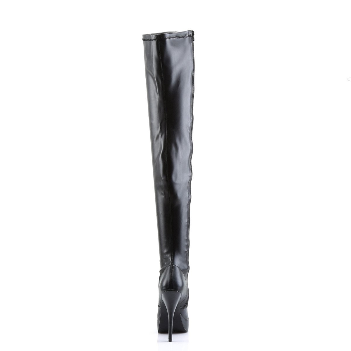 Devious Indulge-3000 B/PU - Black Platform High-Heel Thigh High Boots