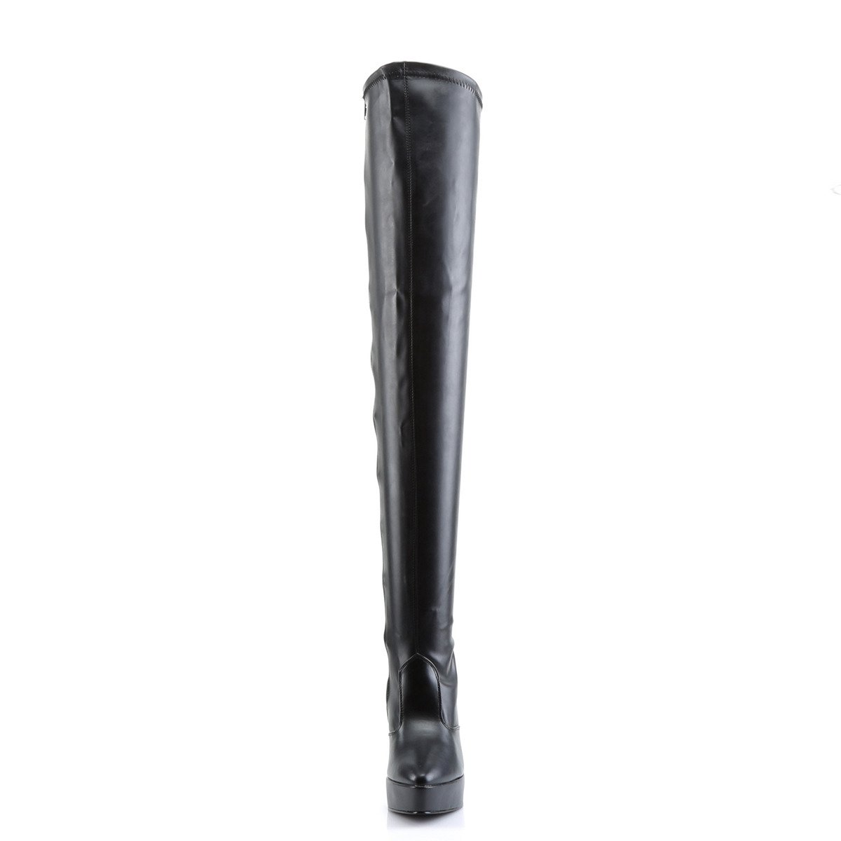 Devious Indulge-3000 B/PU - Black Platform High-Heel Thigh High Boots