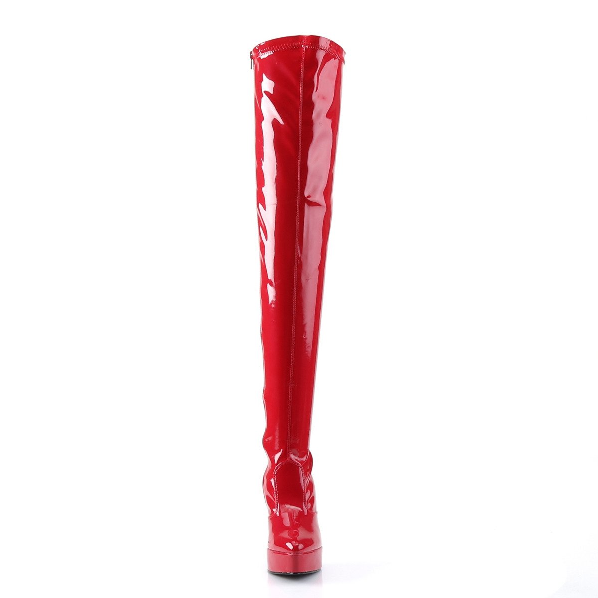 Devious Indulge-3000 R - Shiny Red Platform High-Heel Thigh High Boots