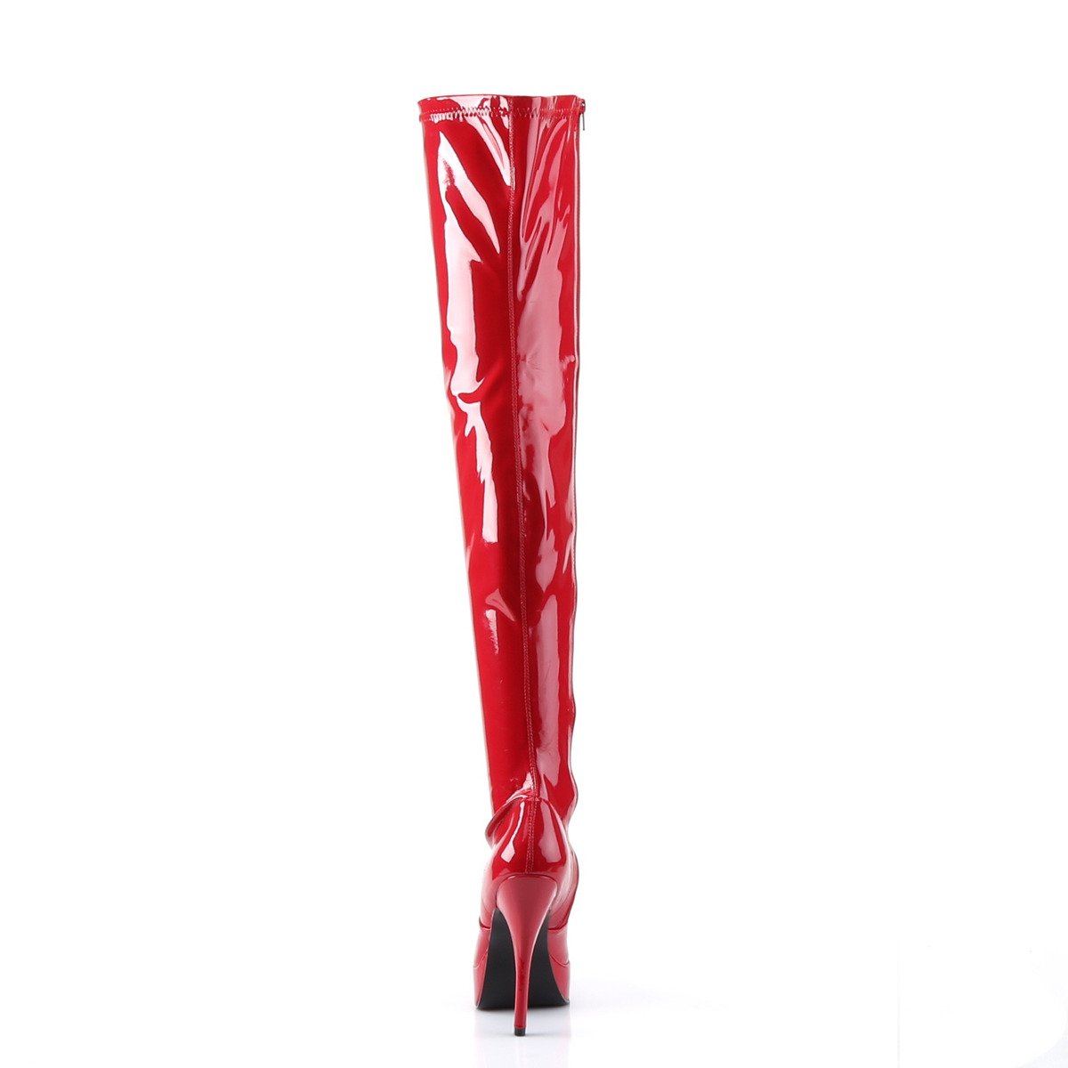 Devious Indulge-3000 R - Shiny Red Platform High-Heel Thigh High Boots