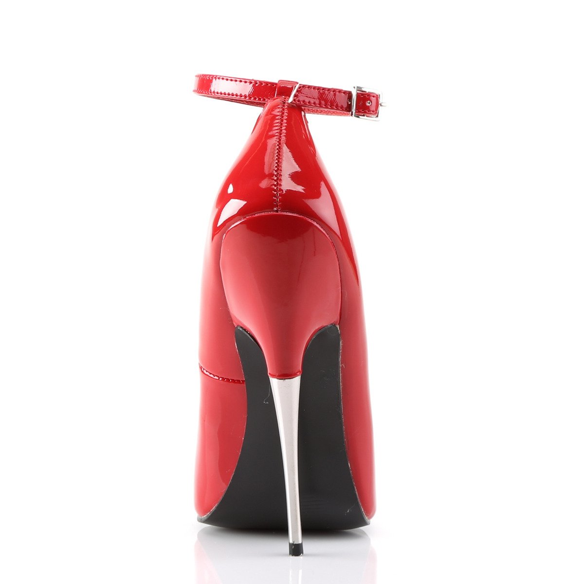 Devious Scream-12 R - Shiny Red High-Heel Single Sole Pumps With Straps