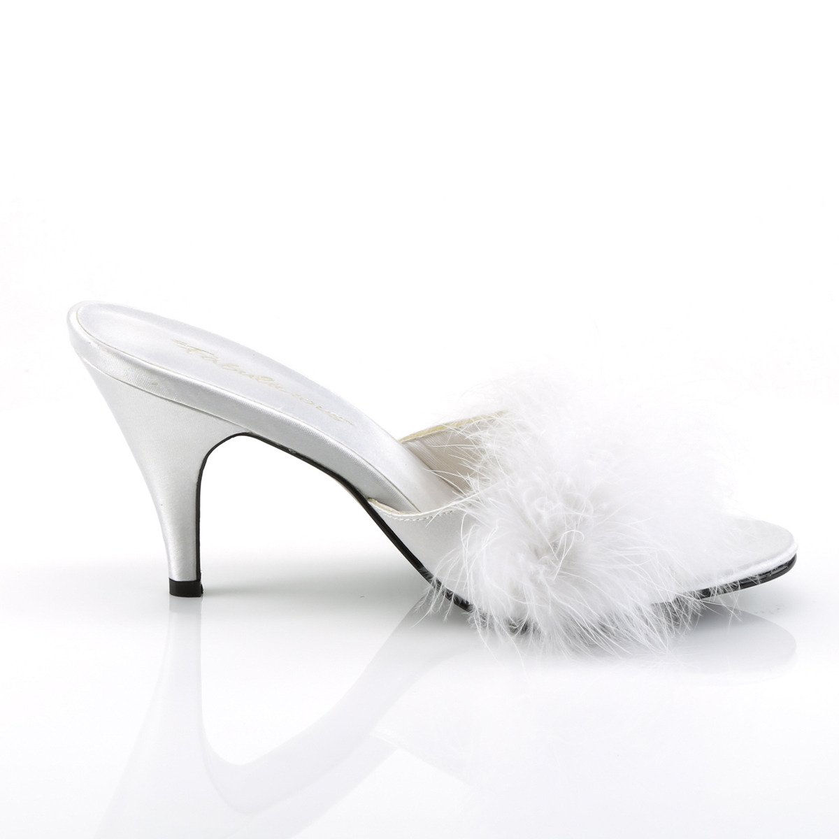 Fabulicious Amour-03 W/SAT - White Heeled Single Sole Slides