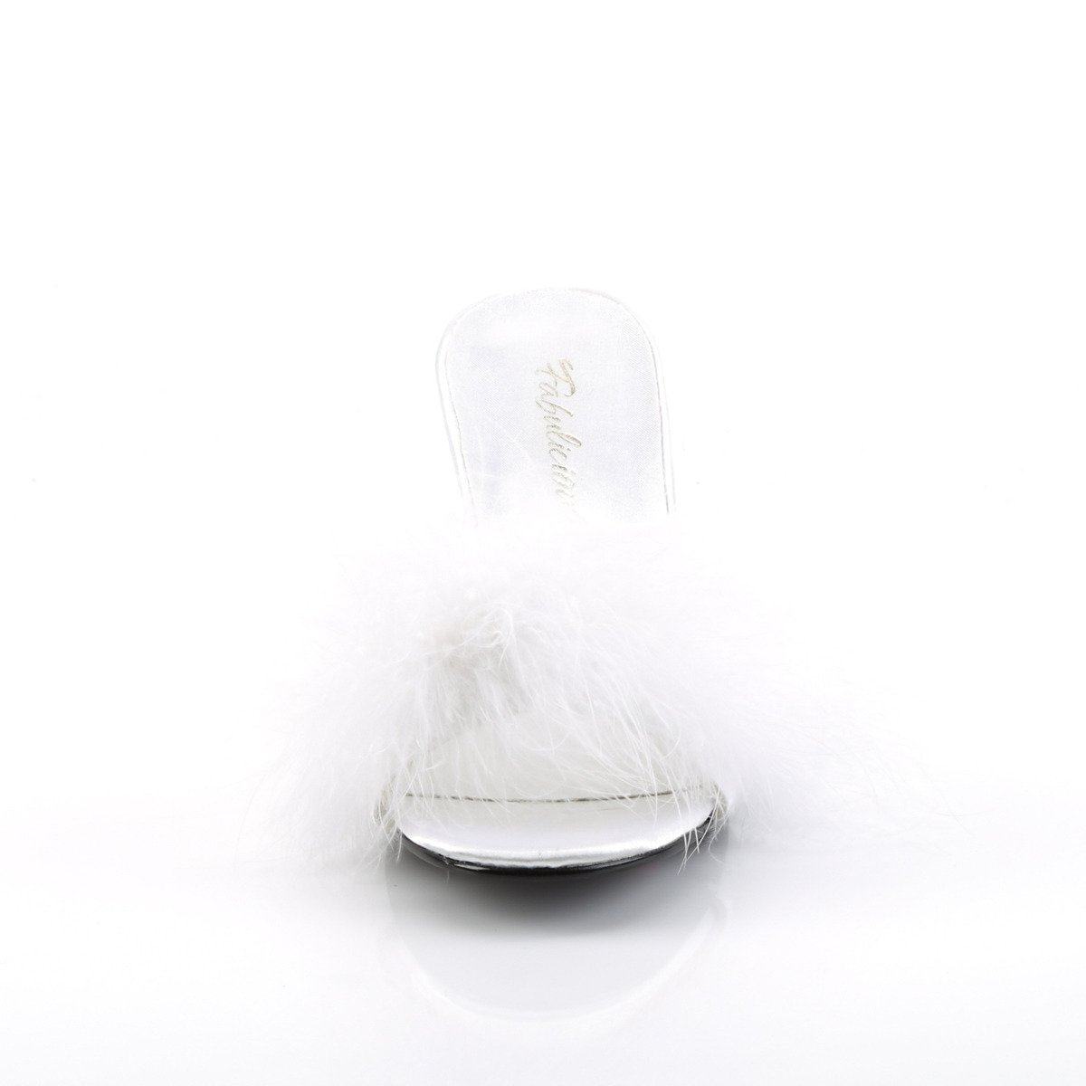 Fabulicious Amour-03 W/SAT - White Heeled Single Sole Slides