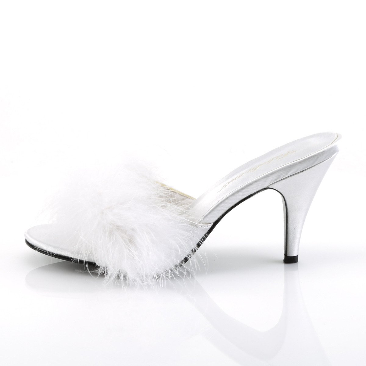 Fabulicious Amour-03 W/SAT - White Heeled Single Sole Slides