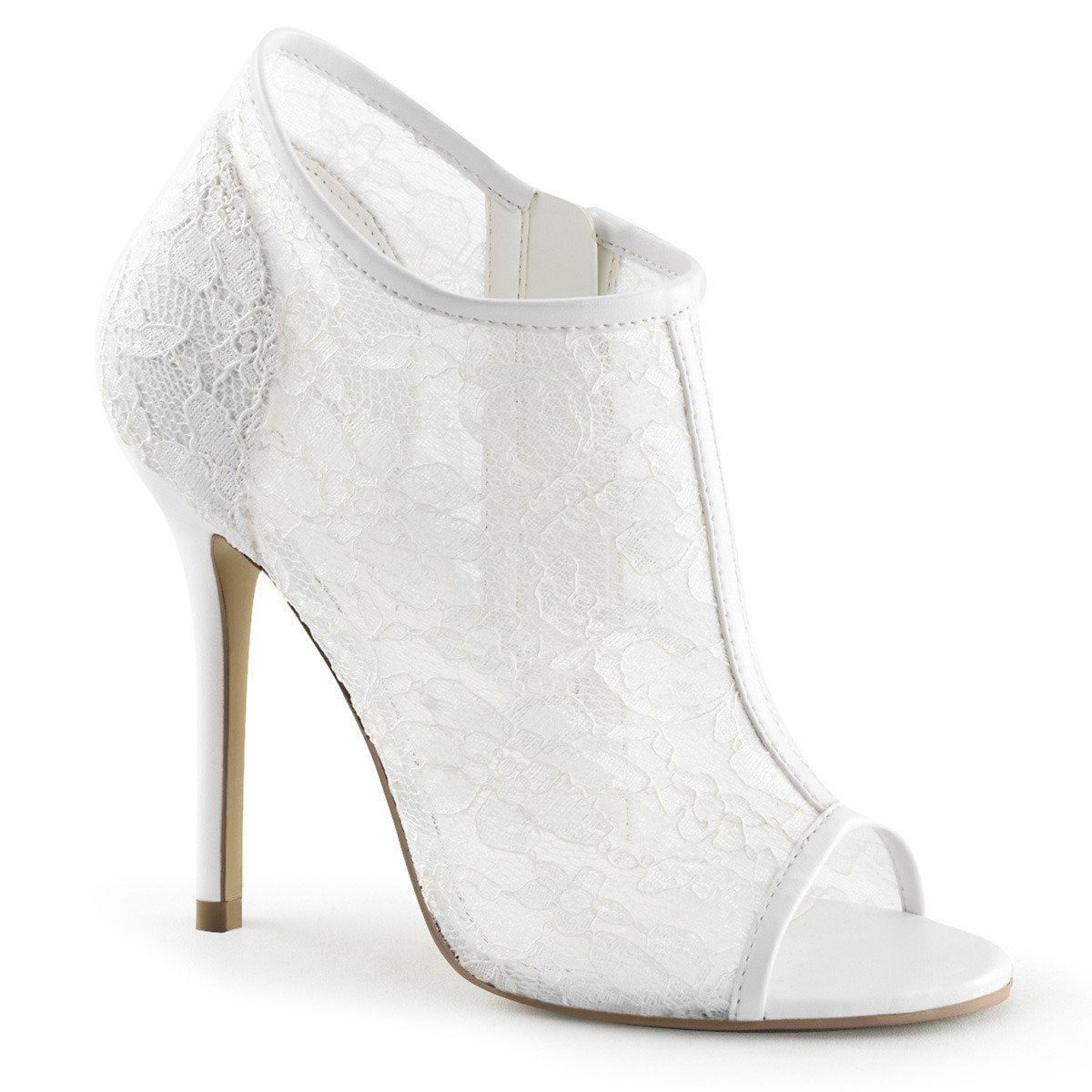 Fabulicious Amuse-56 IVLC-MS - White High-Heel Single Sole Ankle Booties