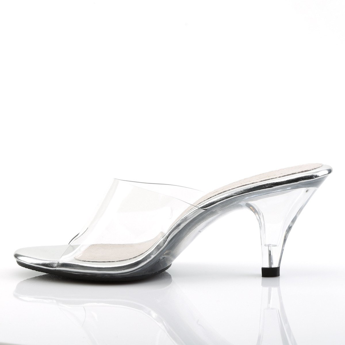 Fabulicious Belle-301 C/M - Clear Heeled Single Sole Slides