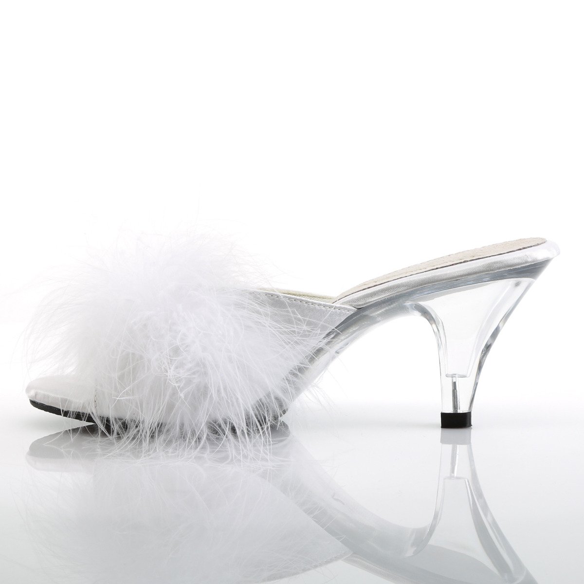 Fabulicious Belle-301F W/SAT - White Heeled Single Sole Slides