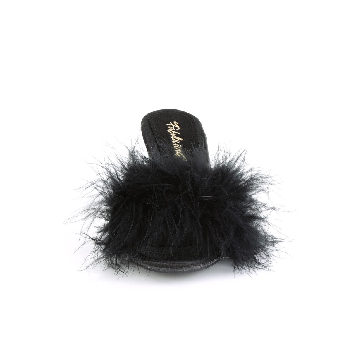 Fabulicious Belle-301F BPU - Black Heeled Single Sole Slides
