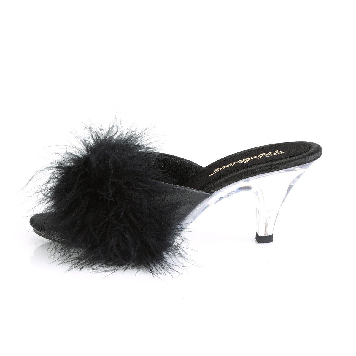 Fabulicious Belle-301F BPU - Black Heeled Single Sole Slides