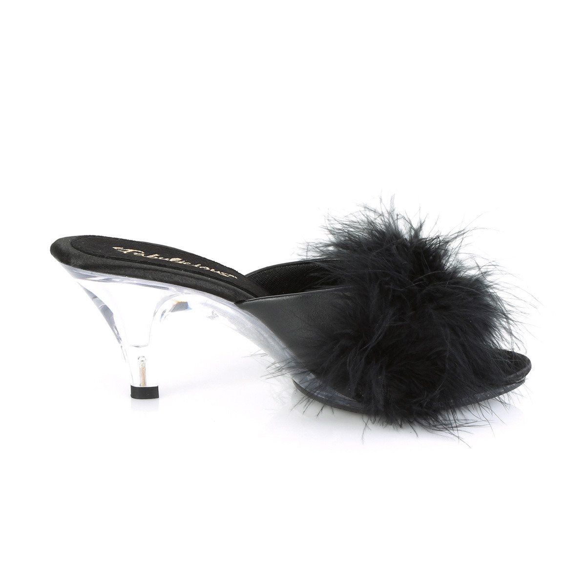 Fabulicious Belle-301F BPU - Black Heeled Single Sole Slides
