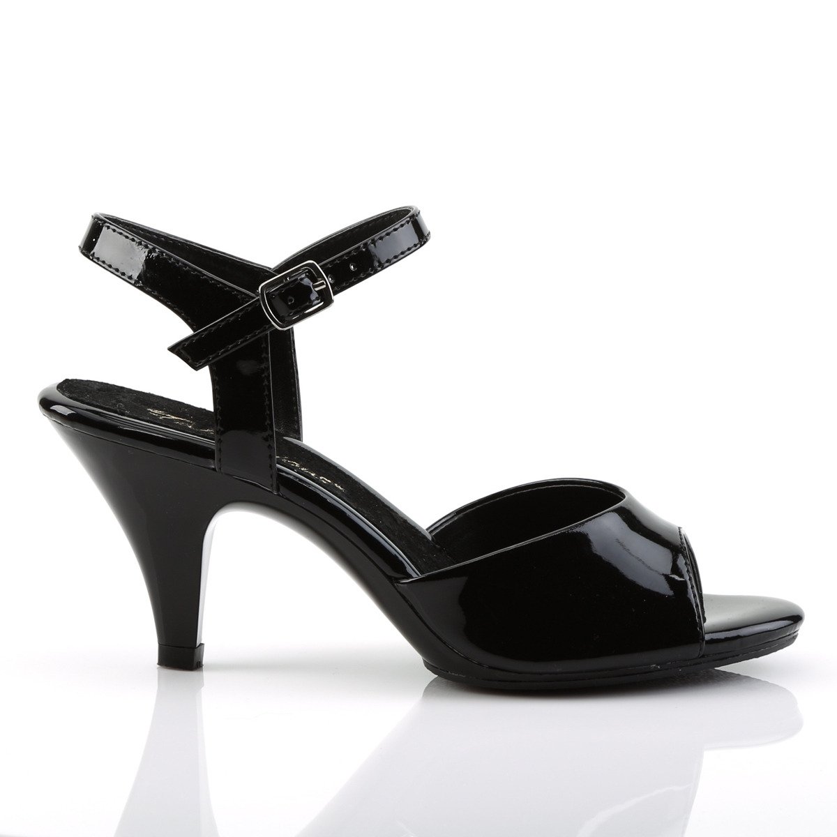 Fabulicious Belle-309 B/M - Shiny Black Heeled Single Sole Sandals