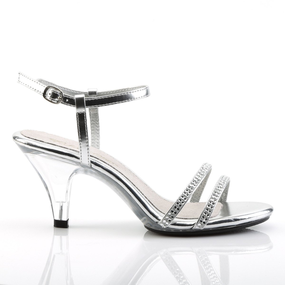 Fabulicious Belle-316 S/RS - Silver Heeled Single Sole Sandals