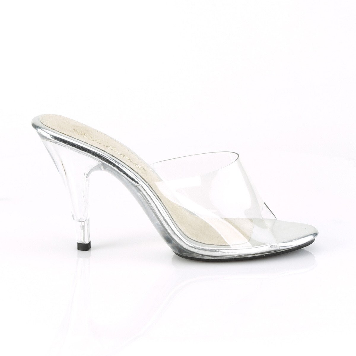 Fabulicious Caress-401 C/M - Clear Heeled Single Sole Slides