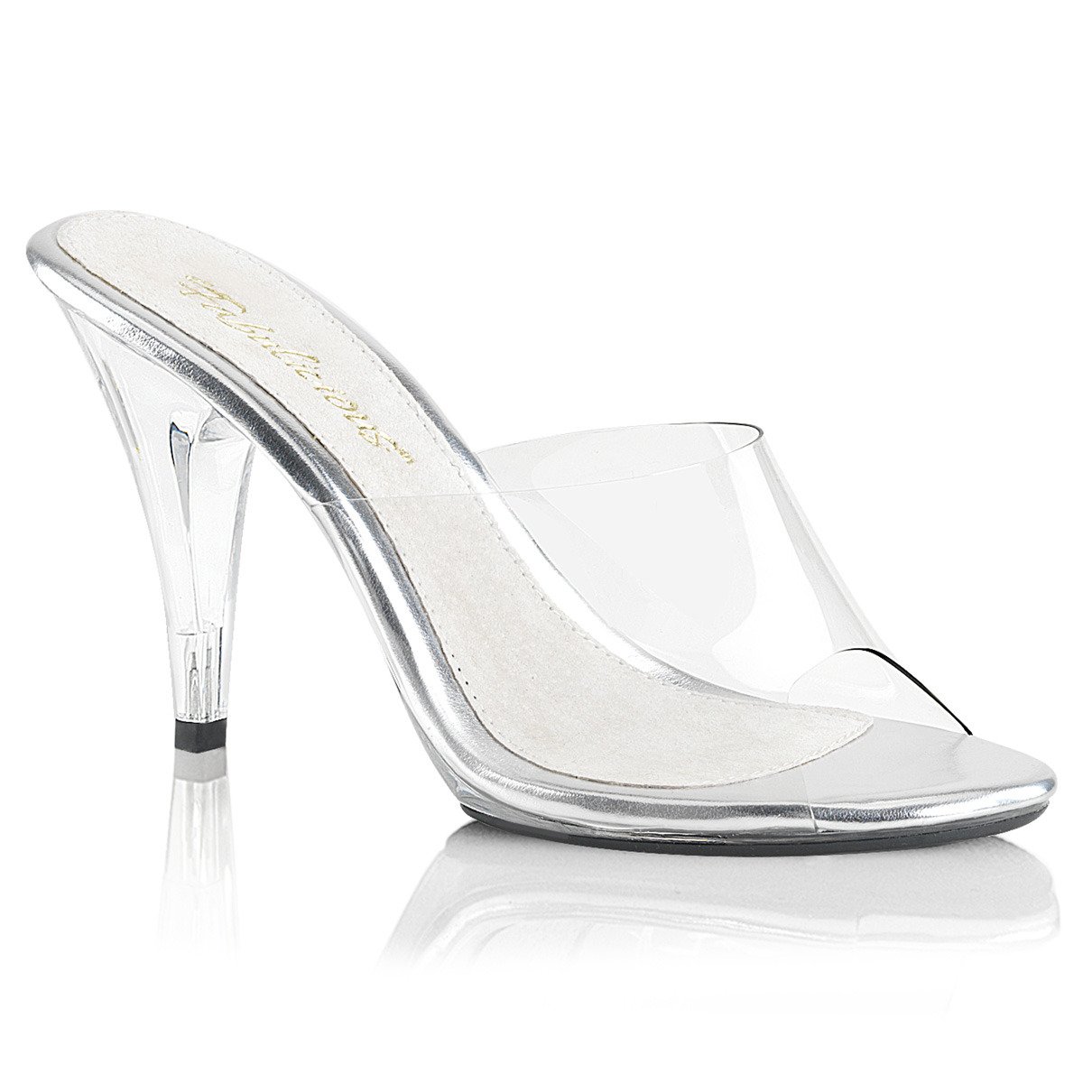 Fabulicious Caress-401 C/M - Clear Heeled Single Sole Slides