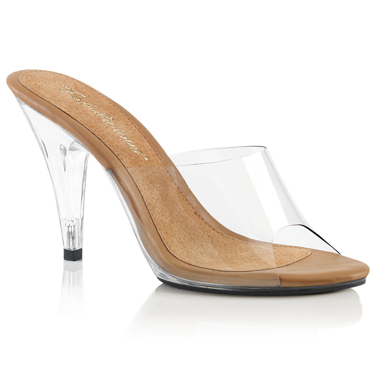 Fabulicious Caress-401 CT/C - Clear Heeled Single Sole Slides