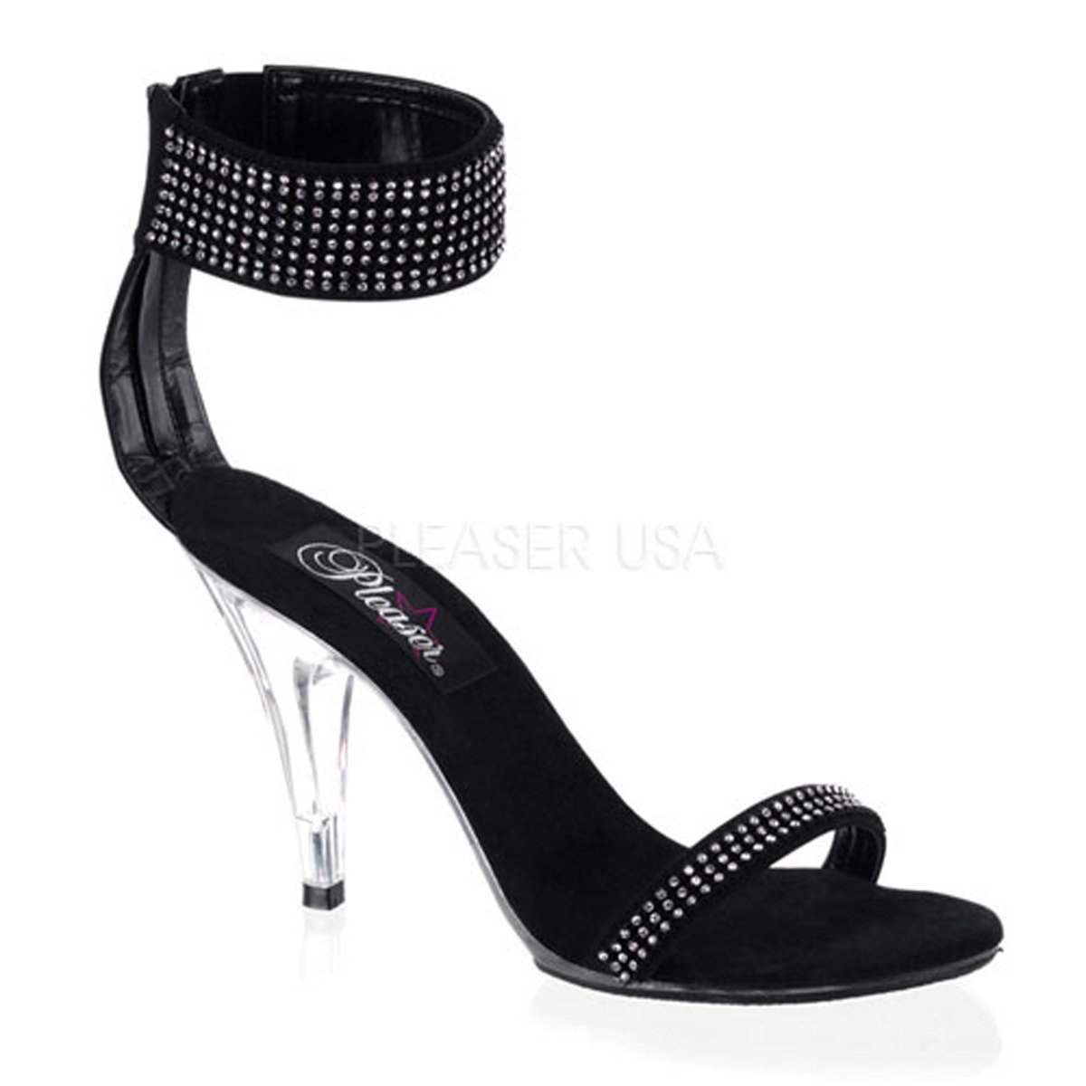 Fabulicious Caress-440 B/RS - Black Heeled Single Sole Ankle Strap Heels