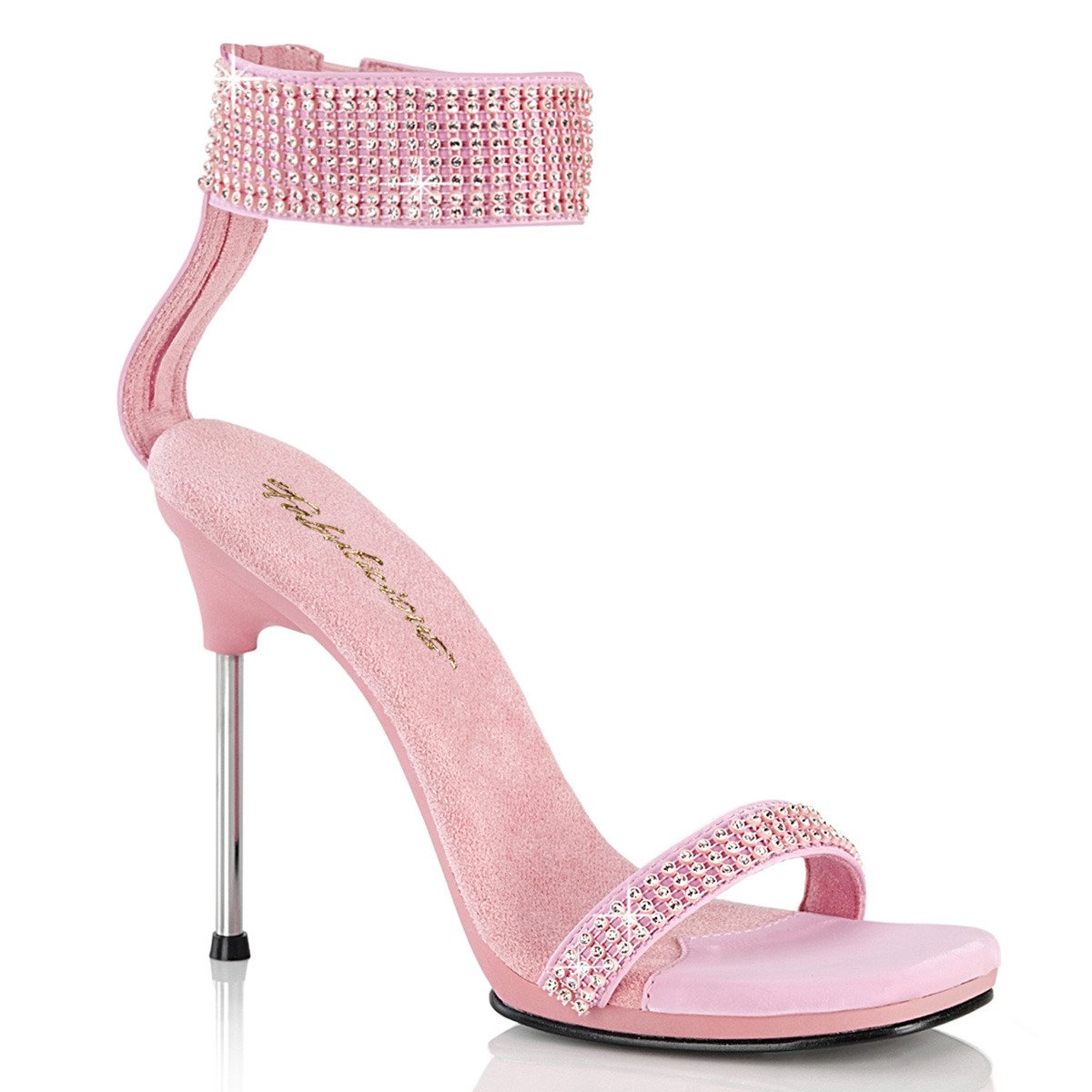Fabulicious Chic-40 BPPU-RS/M - Pink High-Heel Single Sole Ankle Strap Heels