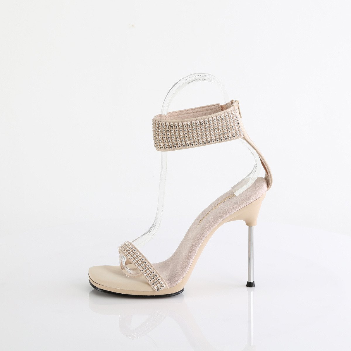 Fabulicious Chic-40 TPU-RS/M - Beige High-Heel Single Sole Ankle Strap Heels