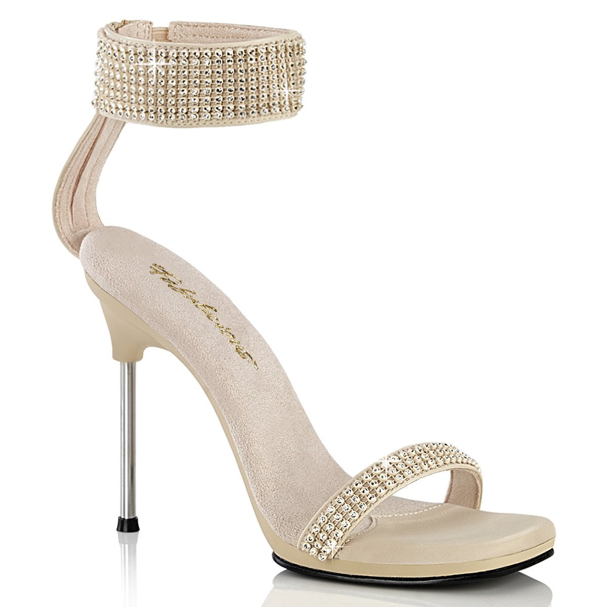 Fabulicious Chic-40 TPU-RS/M - Beige High-Heel Single Sole Ankle Strap Heels
