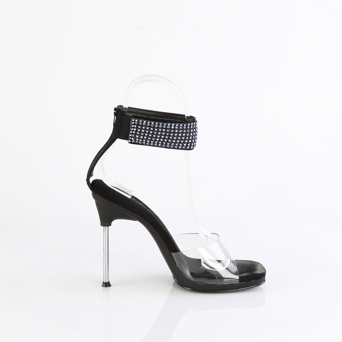 Fabulicious Chic-42 C-BPU-RS/B - Black High-Heel Single Sole Ankle Strap Heels