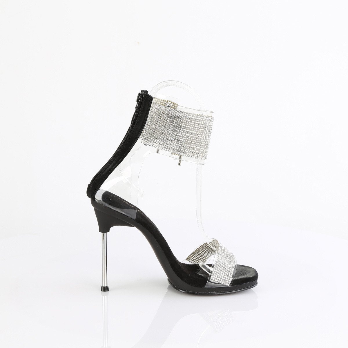Fabulicious Chic-47 C-B/B - Black High-Heel Single Sole Ankle Strap Heels