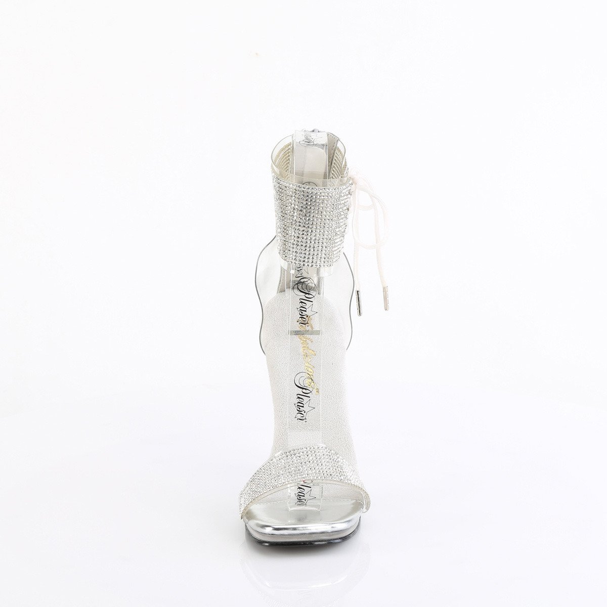 Fabulicious Chic-47 C-S/C - Clear High-Heel Single Sole Ankle Strap Heels