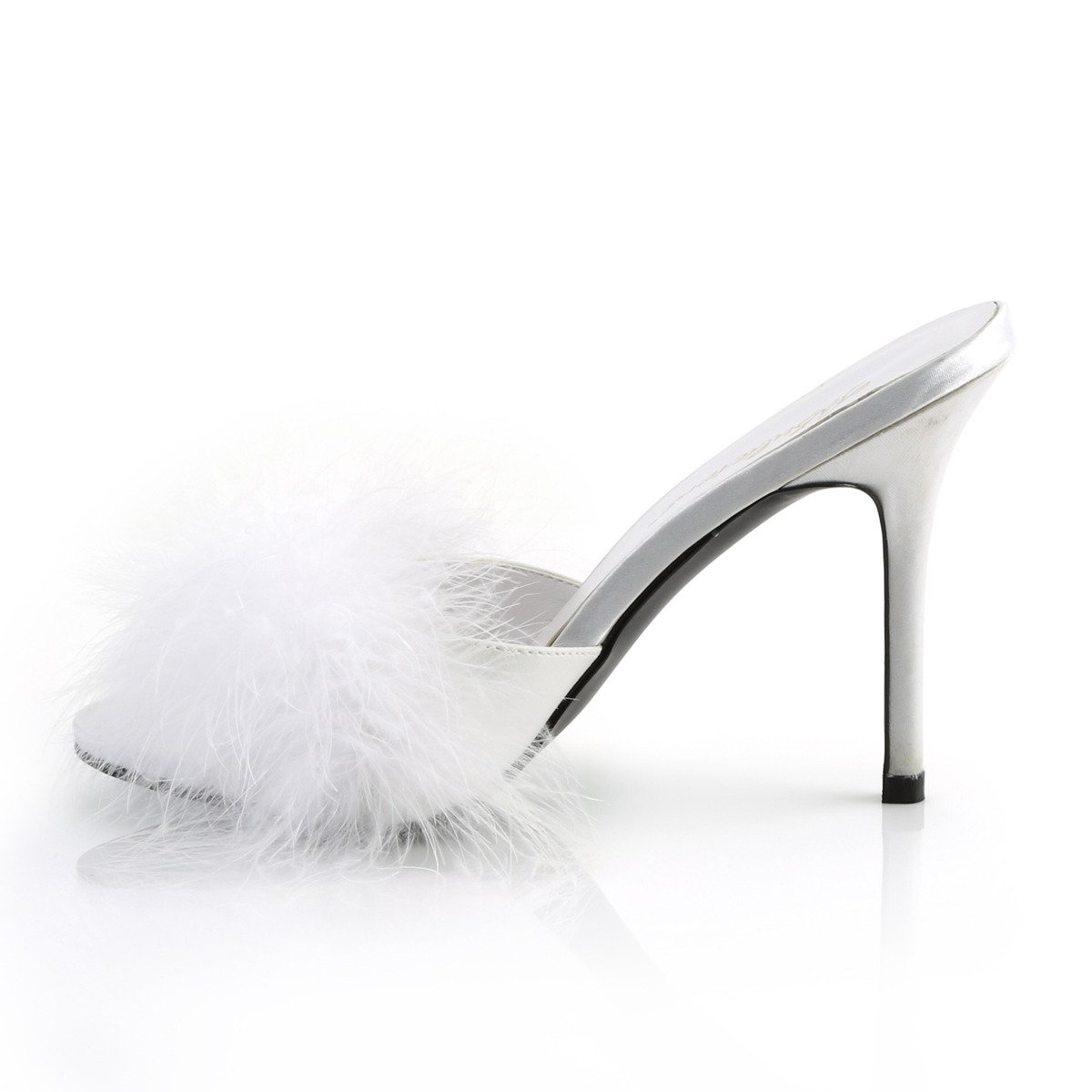 Fabulicious Classique-01F WPU-F - White High-Heel Single Sole Slides