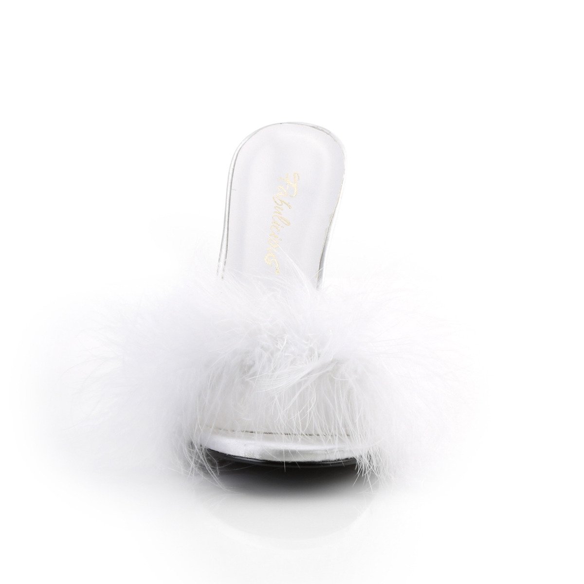 Fabulicious Classique-01F WPU-F - White High-Heel Single Sole Slides